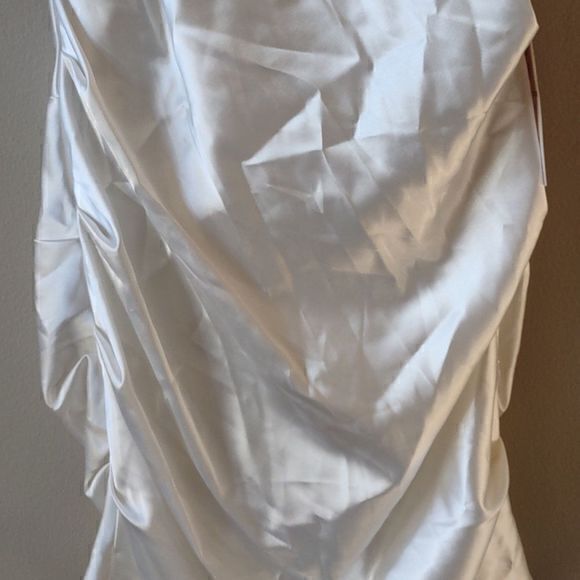 Hailey Logan by Adrianna Papell White Satin Mini Dress w/ Lace Straps Sz S - Picture 3 of 13